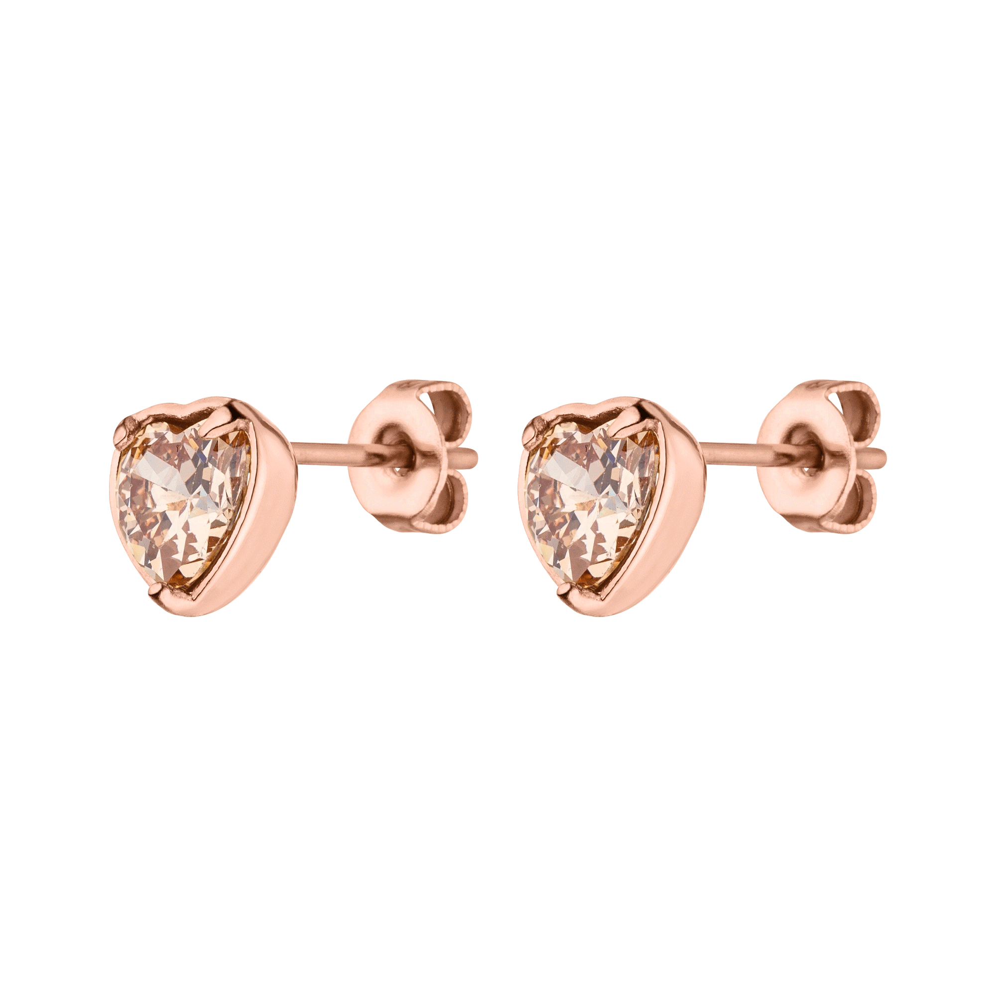 Purelei Orecchini A Cuore Con Zirconi Rossi - Disponibili In Oro, Argento E Oro Rosa, Acciaio Inox, Eleganti E Leggeri (0,7g)
