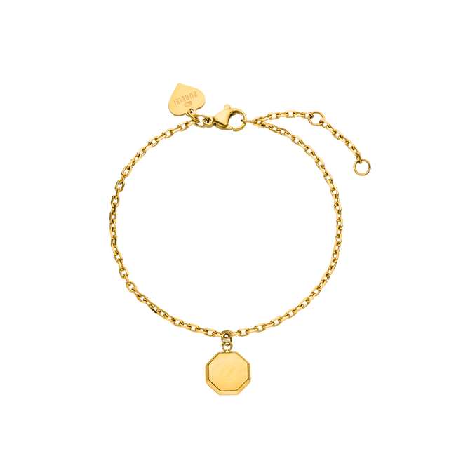 PURELEI Beloved Armband aus goldvergoldetem Edelstahl mit achteckigem Anhänger, elegant und zeitlos.