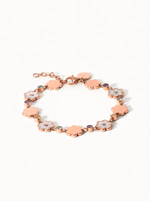 Roségoldenes Armband mit Blumenmotiven und funkelnden Details von PURELEI.