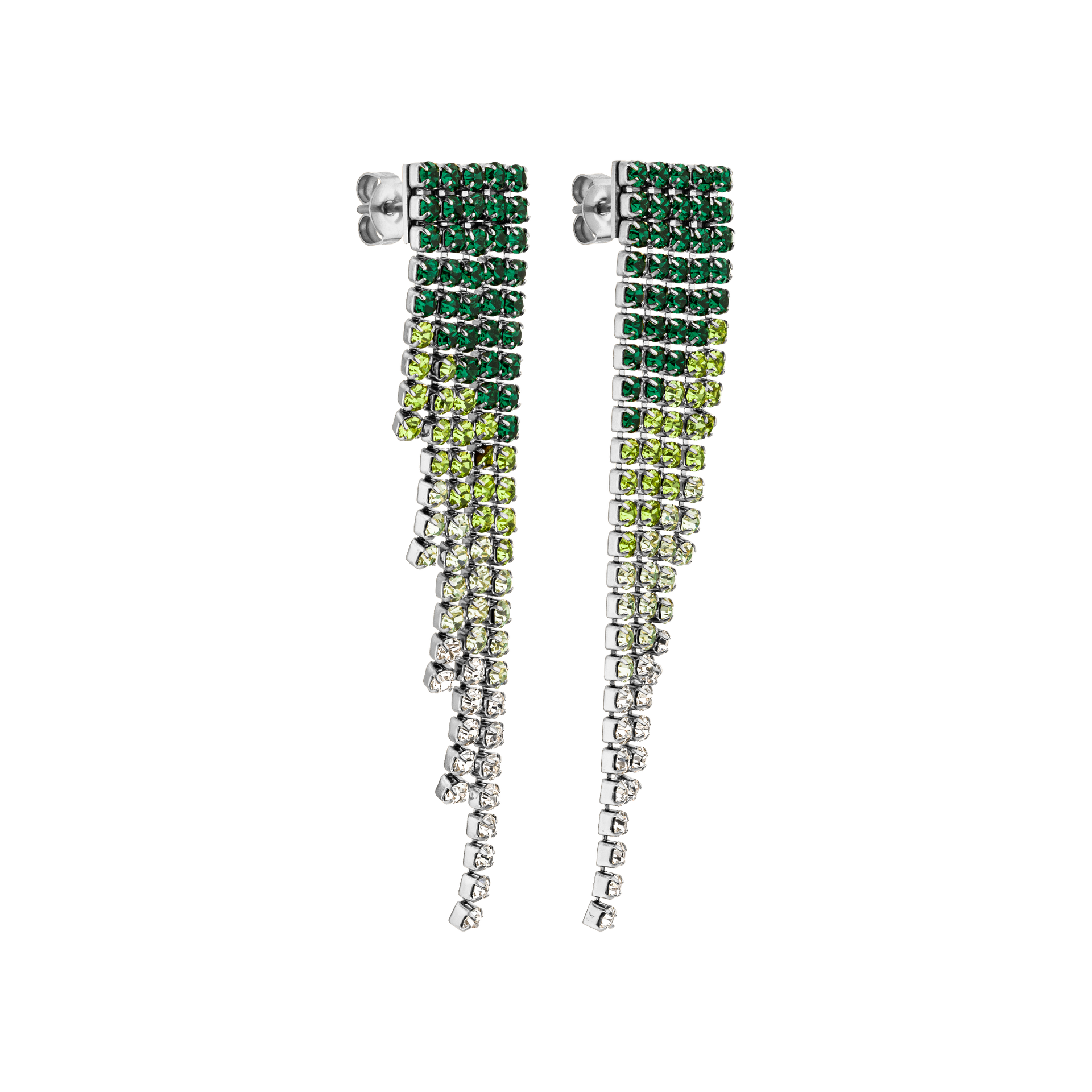 Orecchini con bagliore verde