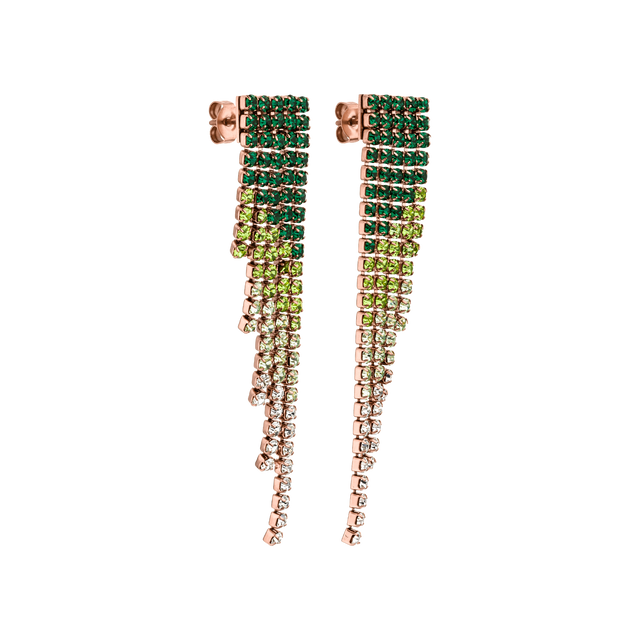 Orecchini con bagliore verde