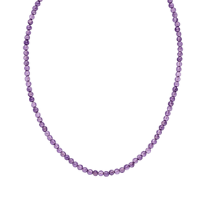 PURELEI Amethyst Kette mit echten Amethystperlen, roségoldenem Edelstahl, zeitlos elegant und feminin.