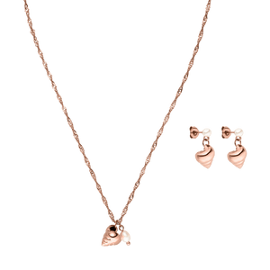 Roségoldene Kette mit Muschel-Anhänger und passenden Ohrringen von PURELEI.
