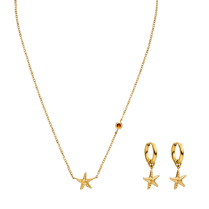 Goldene Kette mit Seestern-Anhänger und passenden Ohrringen von PURELEI.