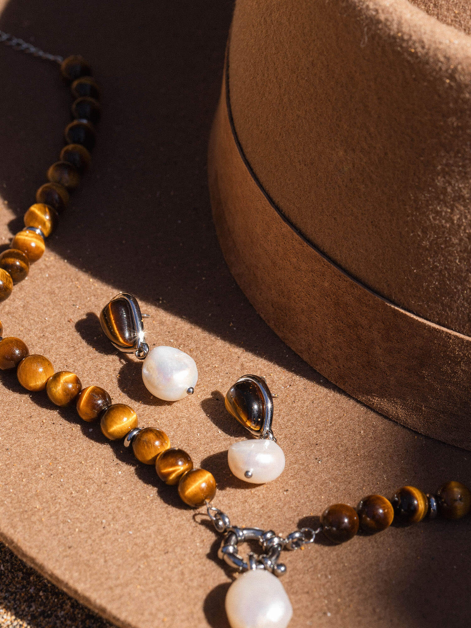 Tiger's Eye Pearl Earring