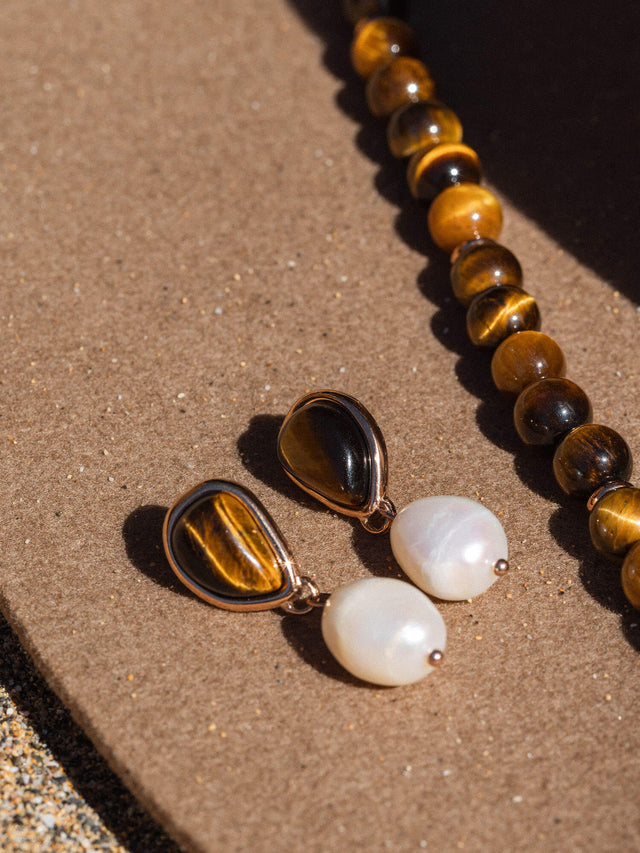 Tiger's Eye Pearl Earring