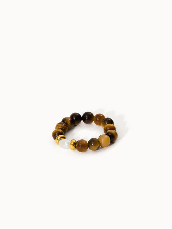 Anello con perle occhio di tigre