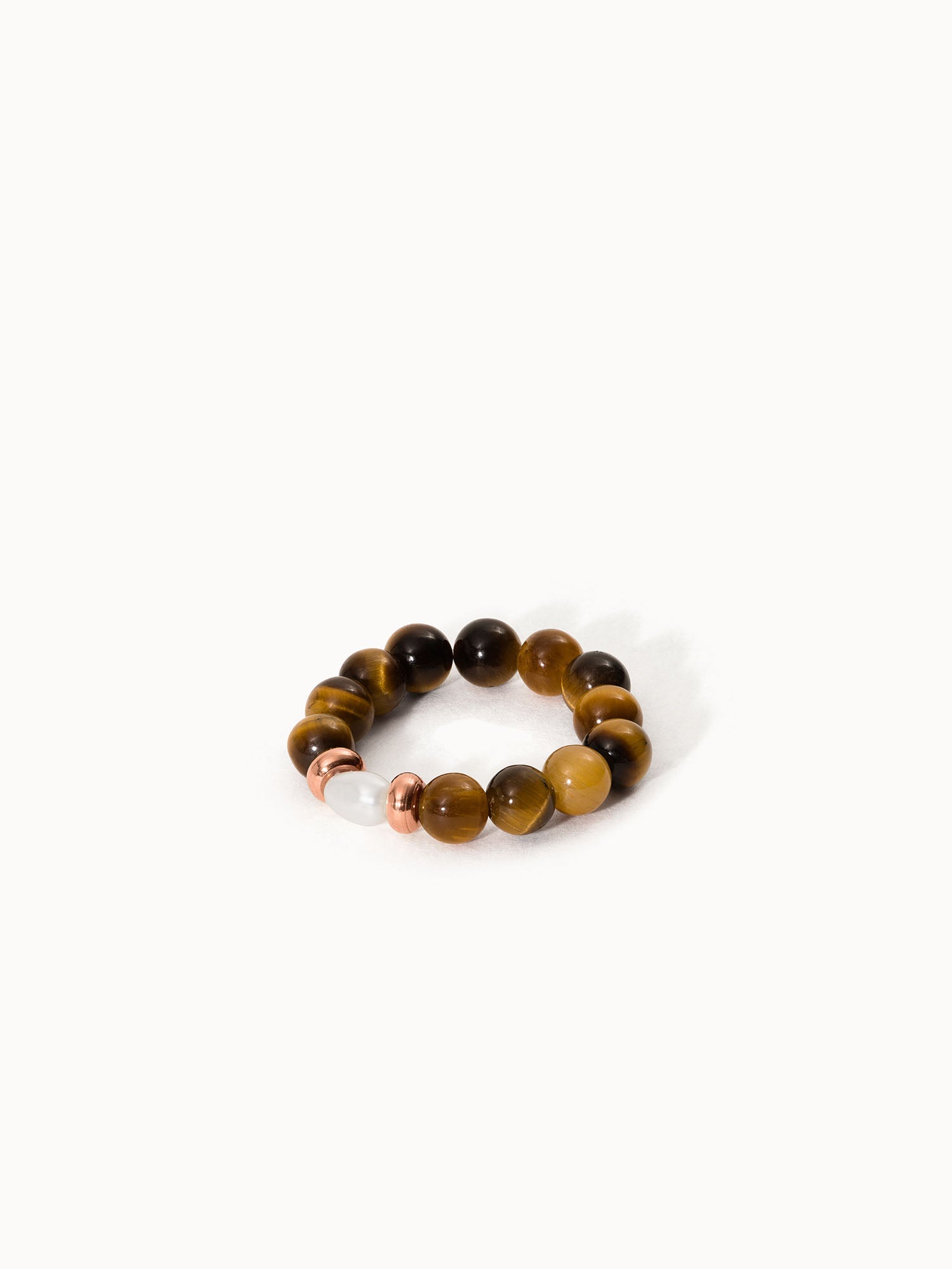 Anello con perle occhio di tigre