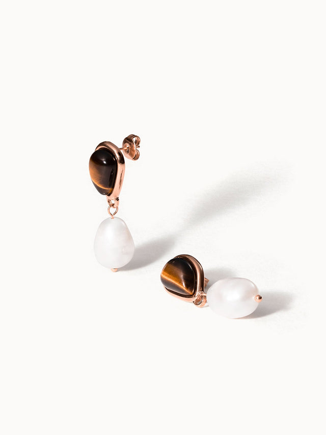 Tiger's Eye Pearl Earring