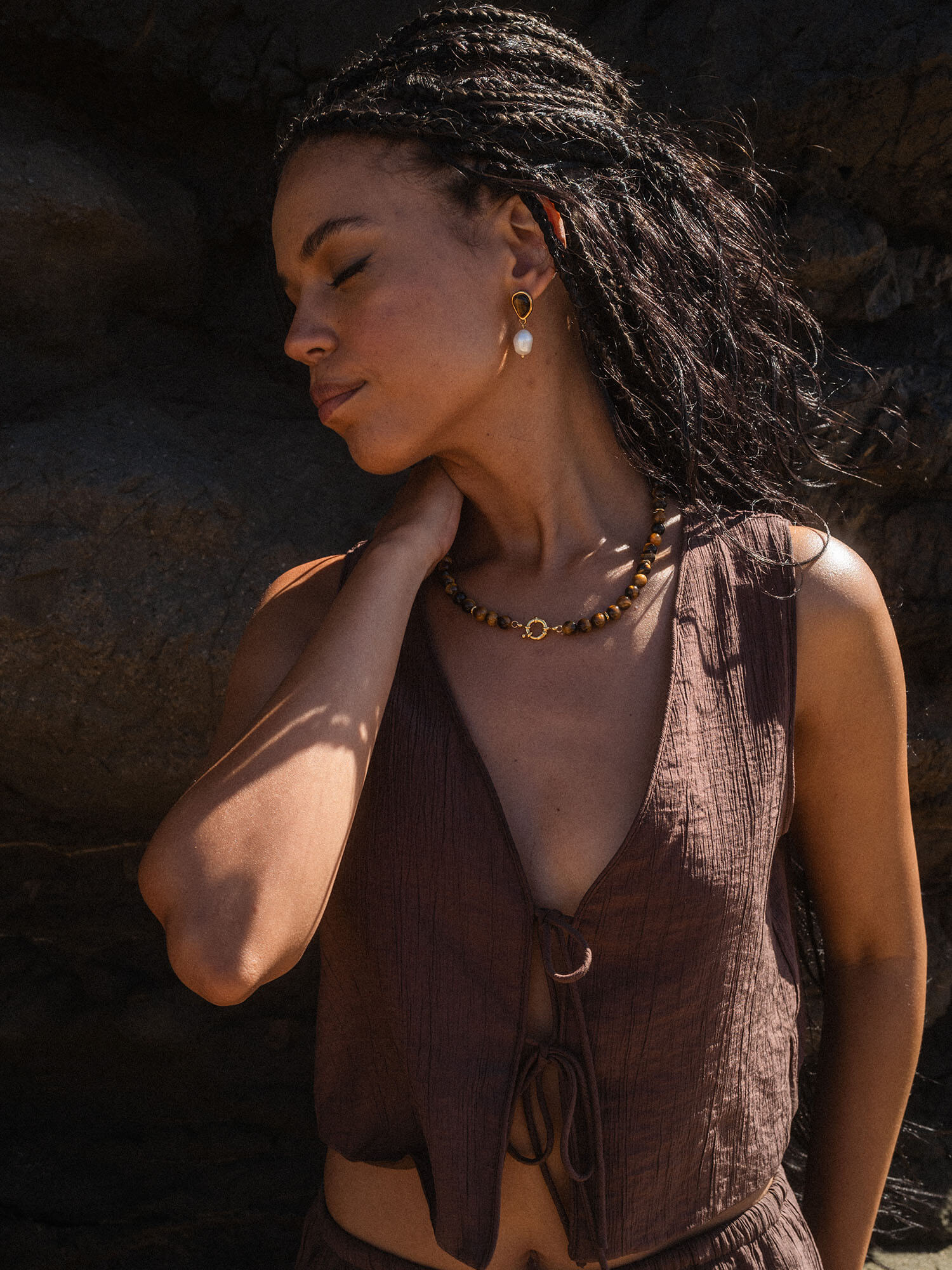 Collana con ciondolo occhio di tigre