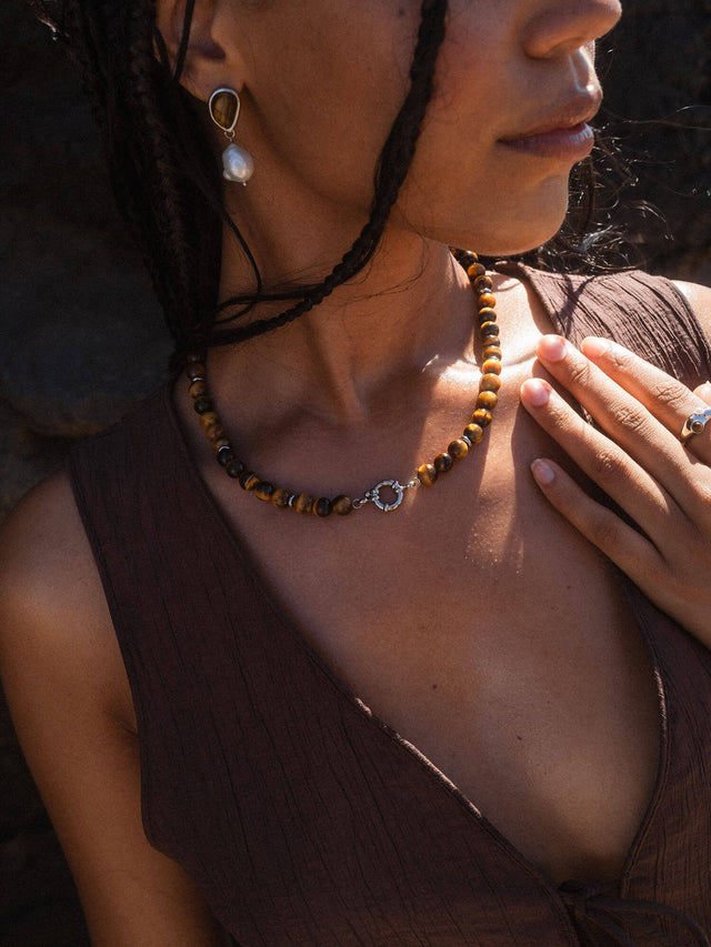 Collana con ciondolo occhio di tigre