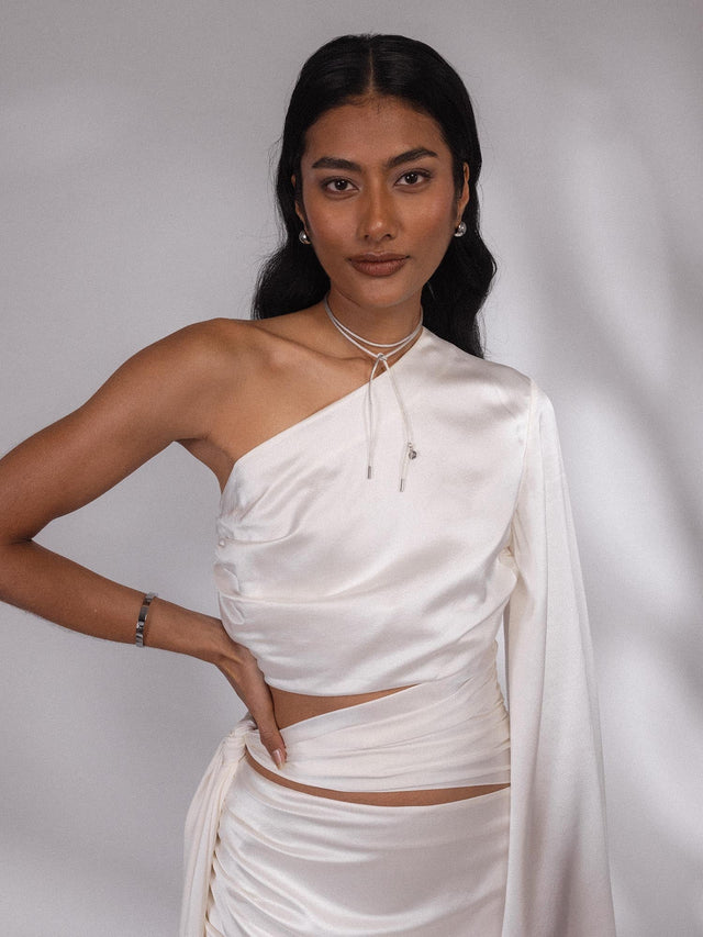 Collana in raso grigio