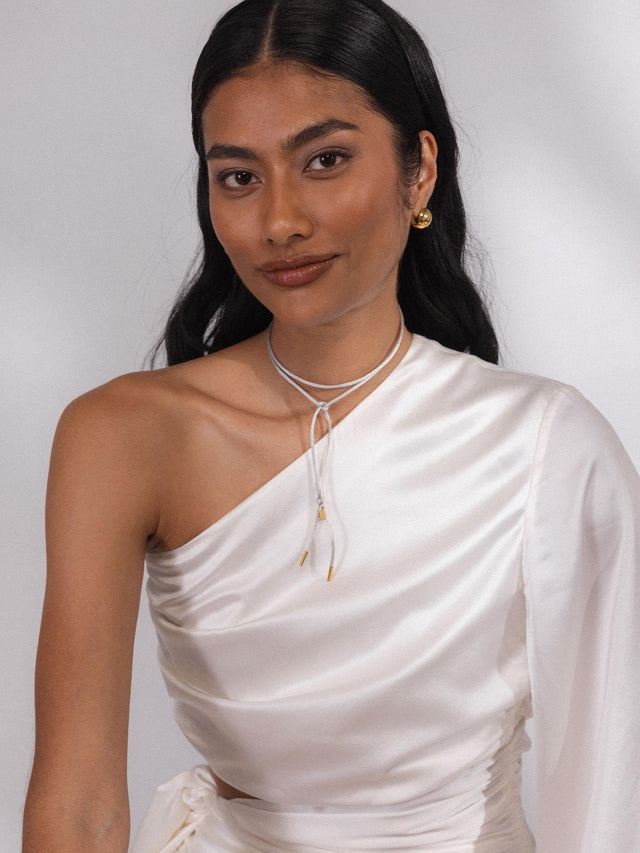 Collana in raso grigio