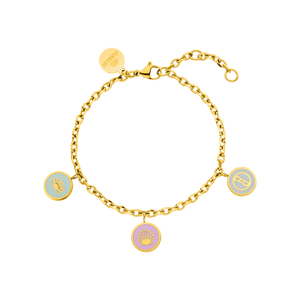 Goldenes Armband mit bunten Anhängern, inspiriert von der Natur – PURELEI.