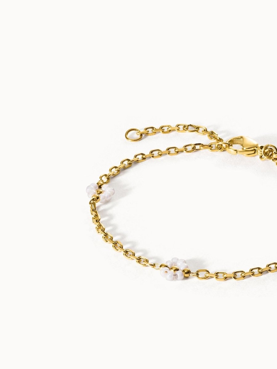 Bracciale Floreale Purelei In Acciaio Con Perle: Delicato, Regolabile E Placcato Oro/argento/rosa
