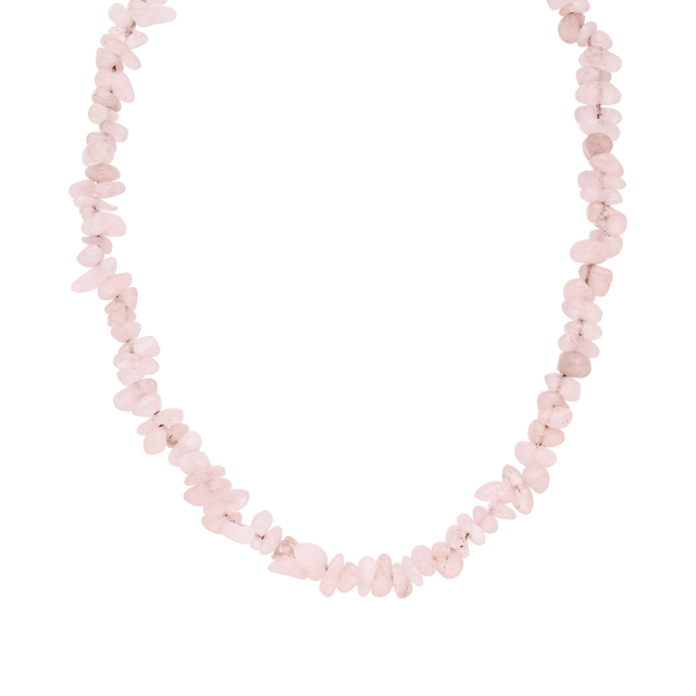 Collana con perline di quarzo rosa annodato Collana con perline di quarzo rosa annodato